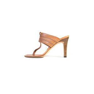 Manolo Blahnik Toffee Brown Leather T-Thong Sandals Heels Size 36.5 |  Size 6